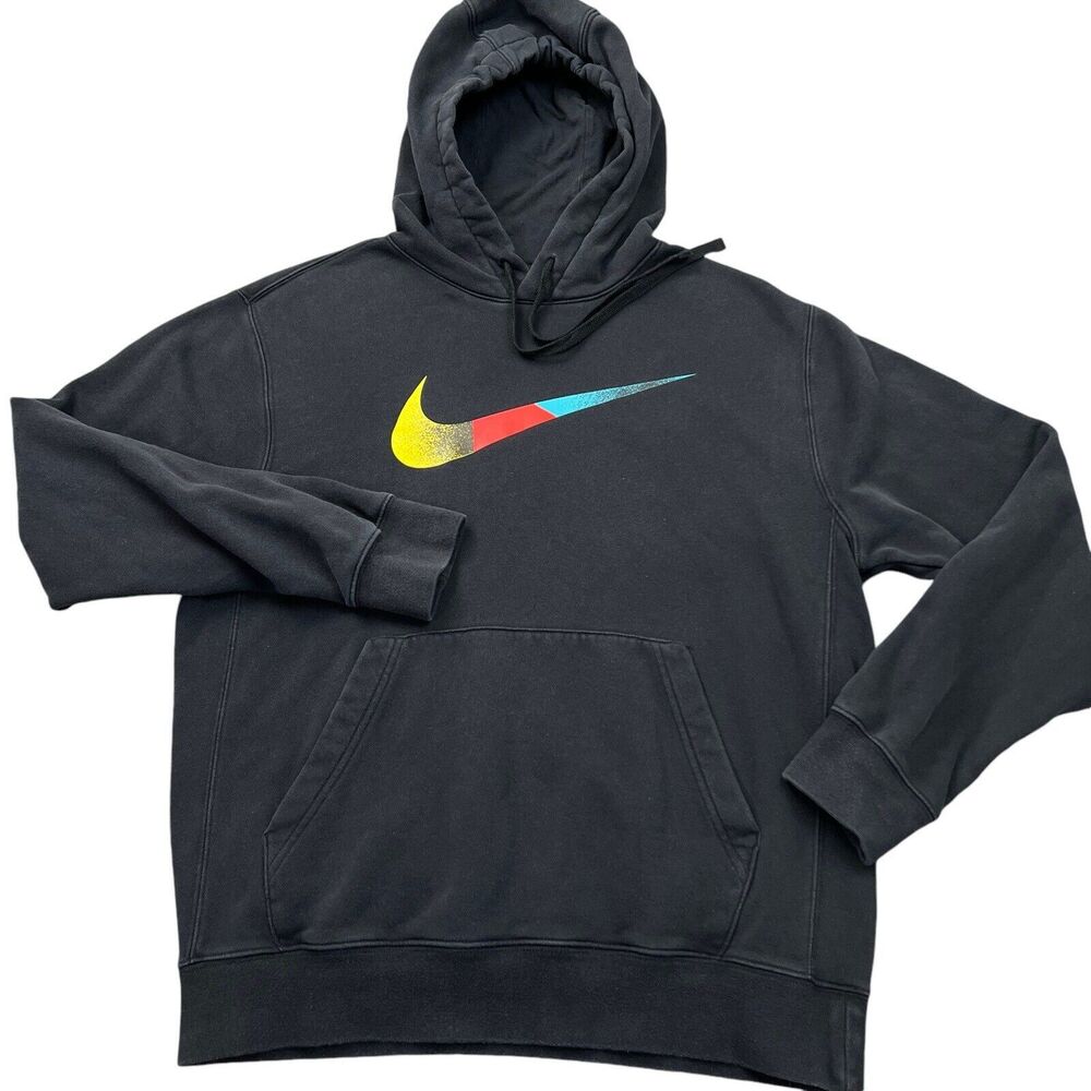 Nike Hoodie Mens Size Small Black Center Swoosh Performance Athleisure